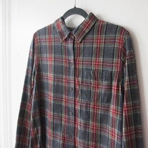 LL Bean Scotch Plaid Flannel Shirt in Grey Stewart