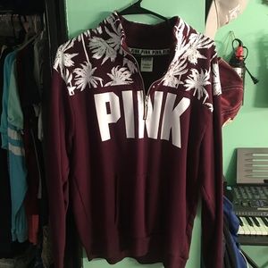 PINK maroon halfzip sweatshirt