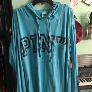 PINK long sleeve tee with hood