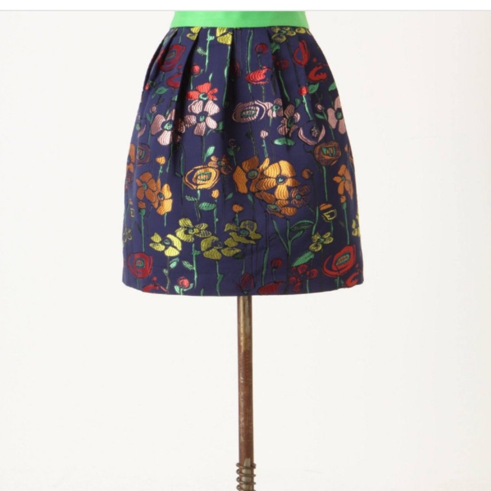 Anthropologie Madchen Floral Embroidered Skirt