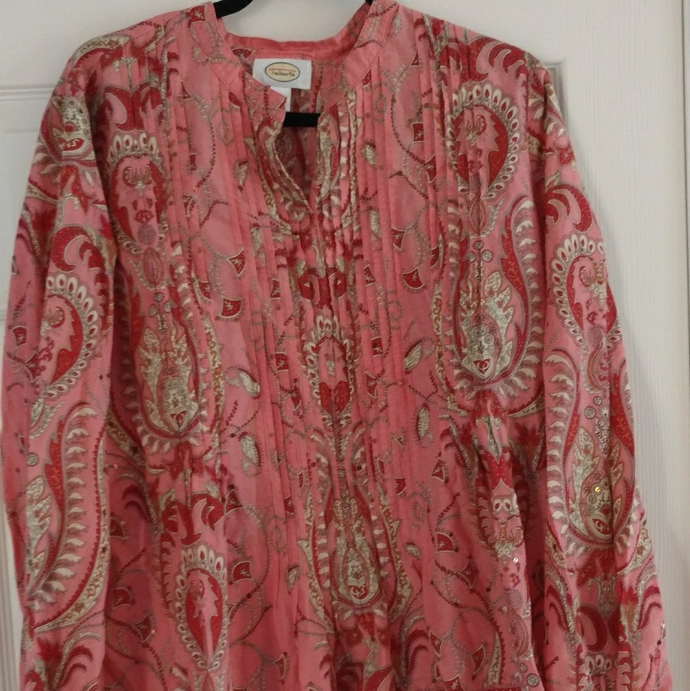 Talbots multi-print blouse