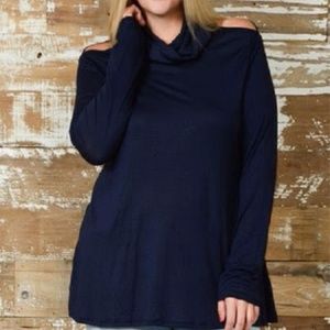 Love Story Navy Cutout Tunic Women's Size 1X NWOT
