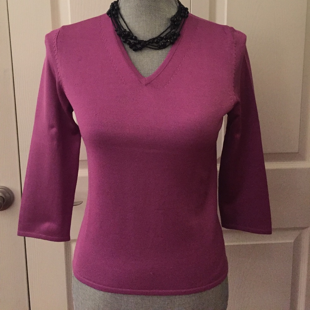 V neck silk mixed sweater