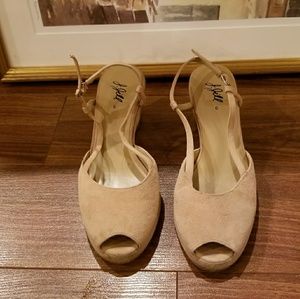 J,Jill Suede Peep-toe Wedge