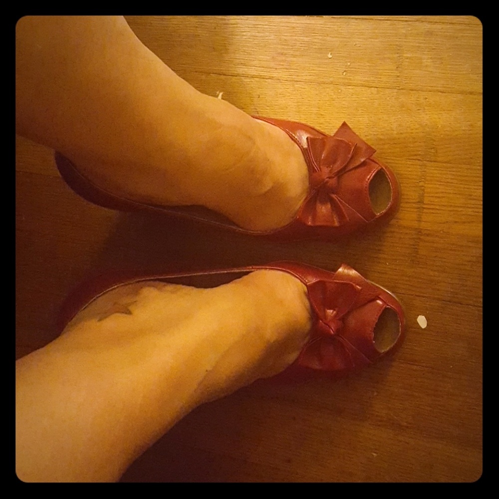 Sz 8 Cherry Red Man Made Aerosoles Wedges