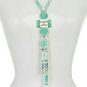 Designer Stone and Crystal Turquoise Necklace