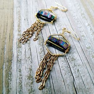 HOST PICK! "Nod to Mod"🌈 Beaded Brass Earings