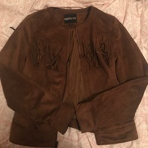 Faux Suede Fringe Jacket from Express