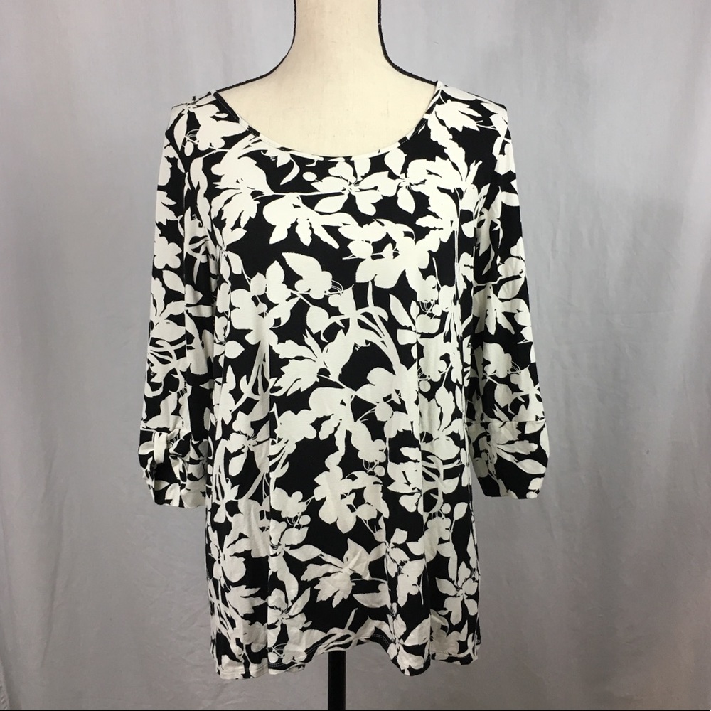 J Jill Wearever Floral Printed Tee MP
