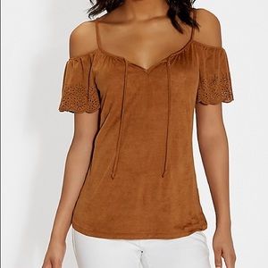 Maurice's Faux Suede Top w/ Laser Cut Sleeves
