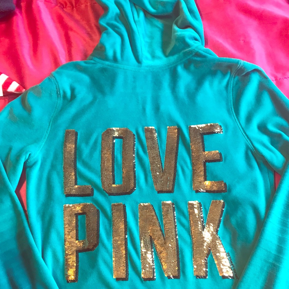 PINK velour Sequined hoodie