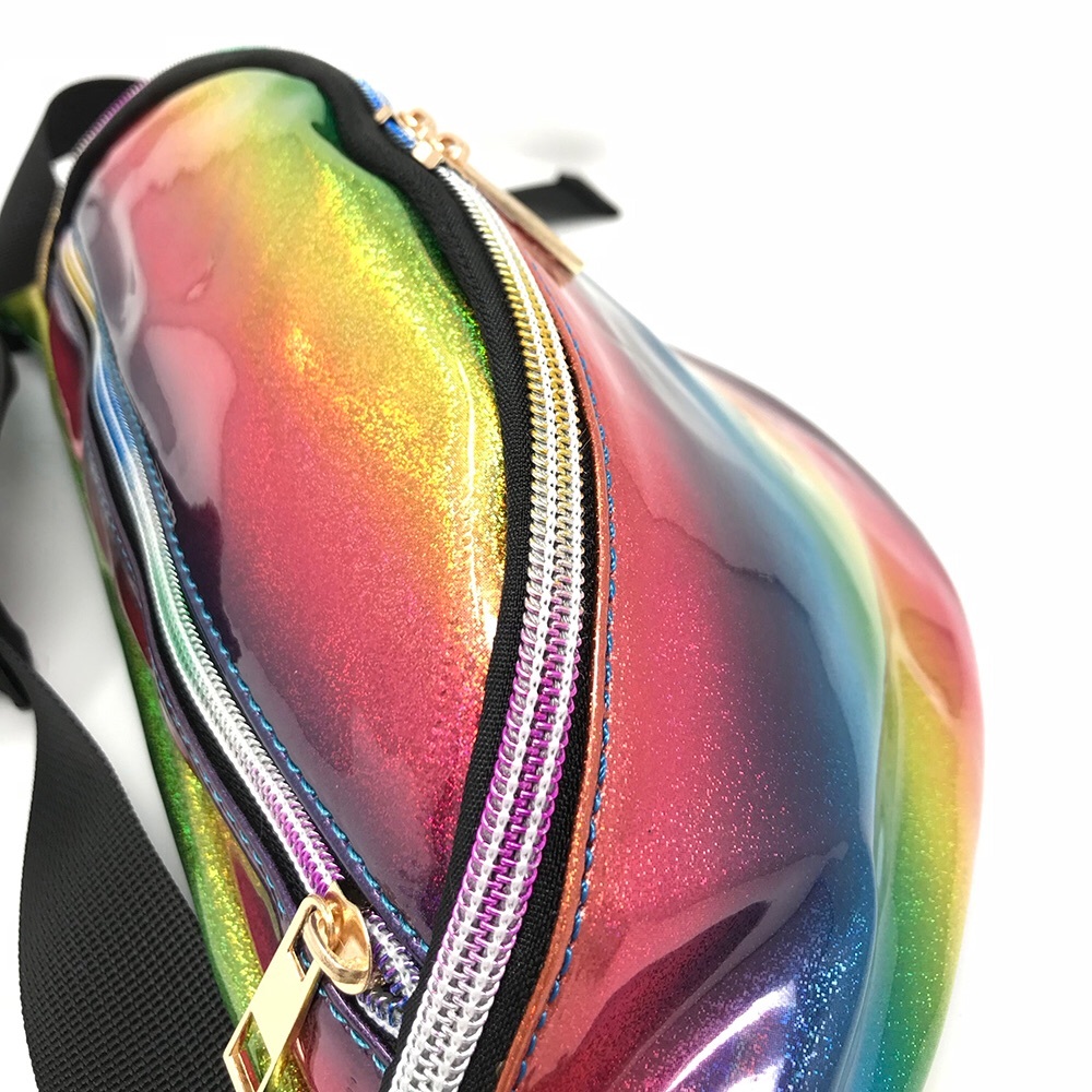 Fanny Pack Polyurethane Mini Bag w Rainbow Shine - Picture 3 of 8