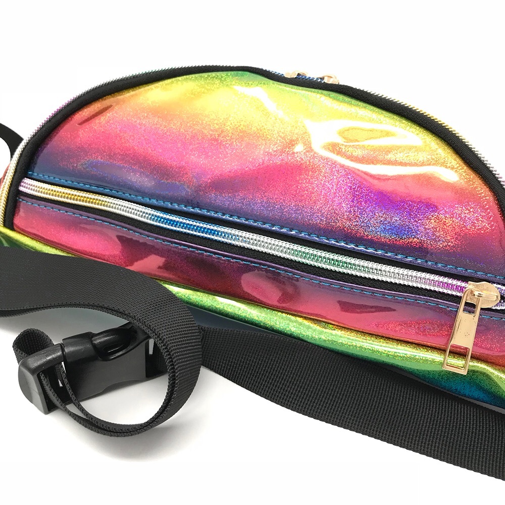 Fanny Pack Polyurethane Mini Bag w Rainbow Shine - Picture 4 of 8