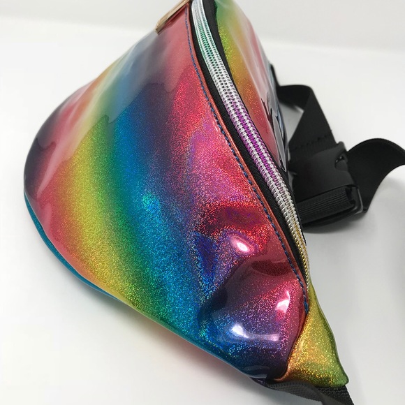 Fanny Pack Polyurethane Mini Bag w Rainbow Shine - Picture 5 of 8