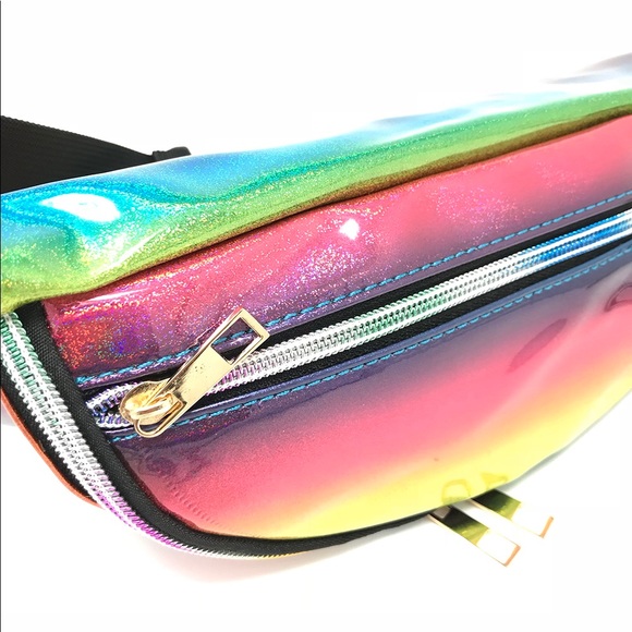 Fanny Pack Polyurethane Mini Bag w Rainbow Shine - Picture 6 of 8