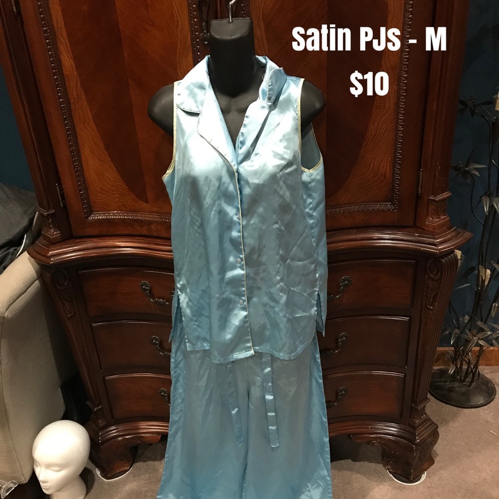 Blue satin PJs