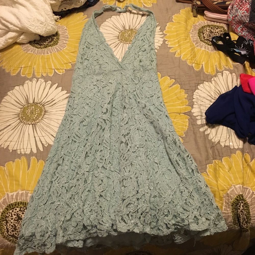 Light blue lace halter dress
