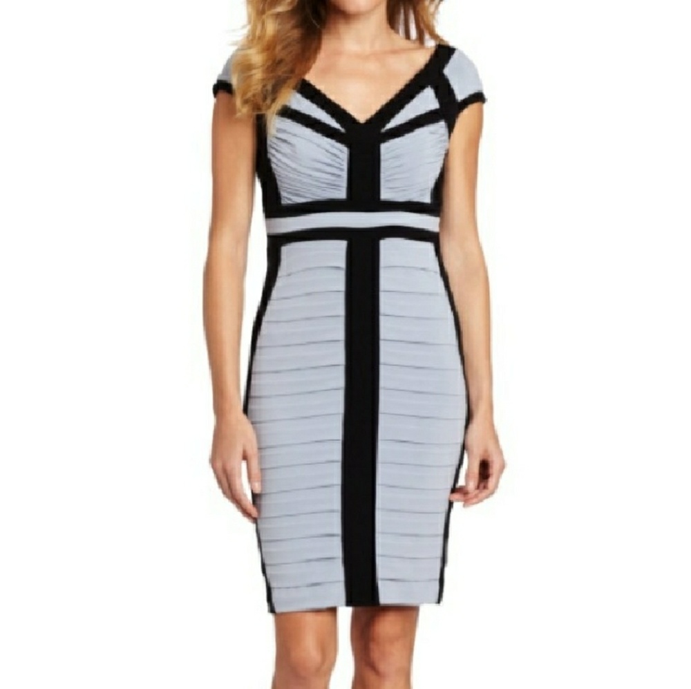 Sexy bodycon color-block midi dress