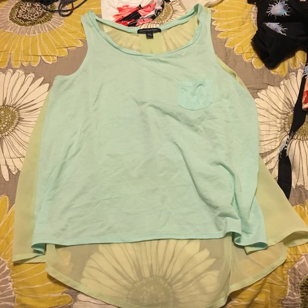 Hi low sheer colorblock tank