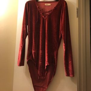 Red velvet body suit