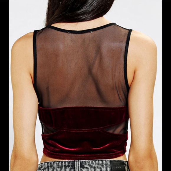 Mesh/velvet crop top - Picture 2 of 4