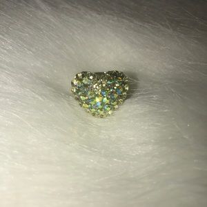 Fashion green sparkle heart ring y2k