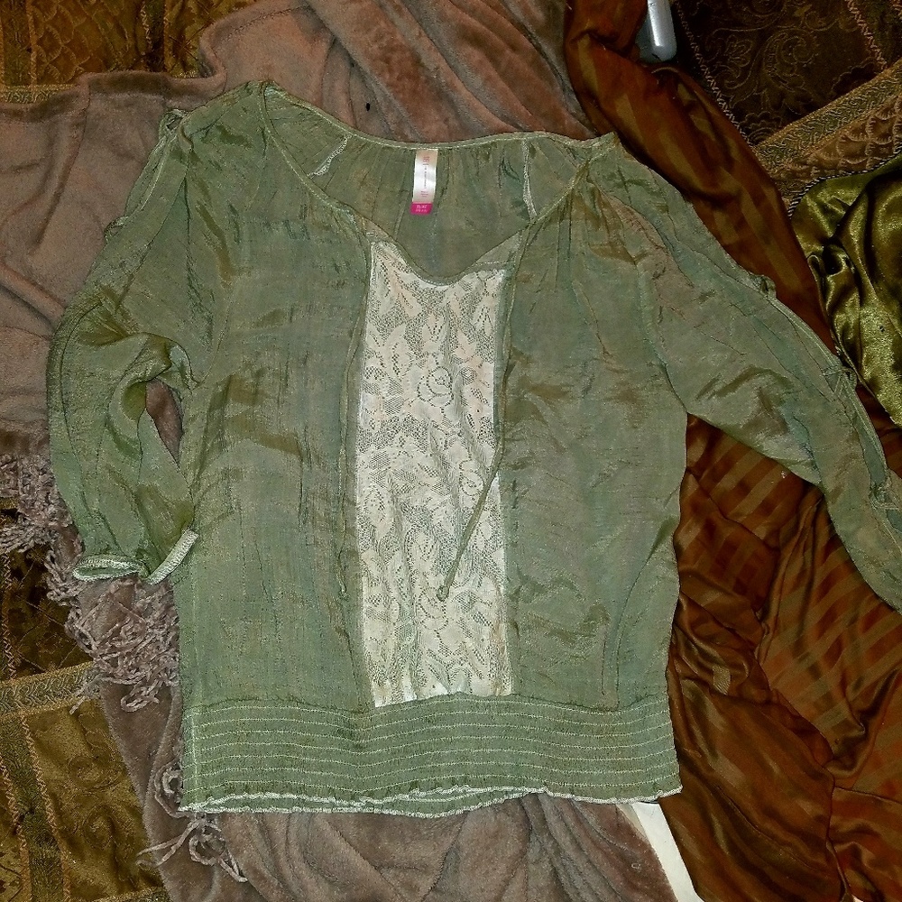 Green Peasant Blouse