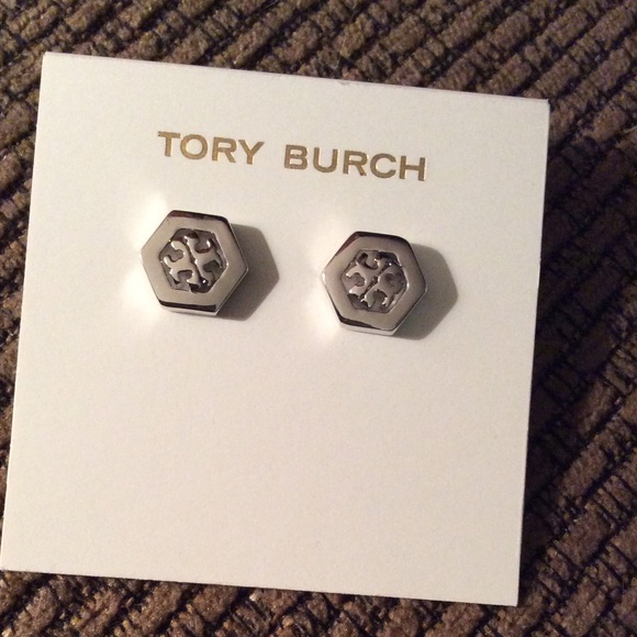 Tory Burch Jewelry - NWOT Tory Burch Hexagon Silver Stud Earrings