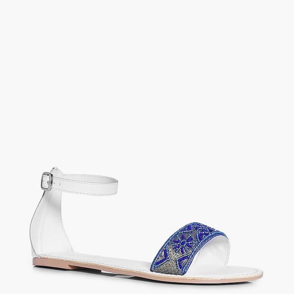 Embroidered leather sandals