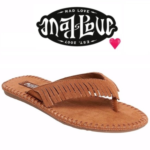 Mad Love Shoes -  Tan Leather Moccasin Style Sandals Size 11