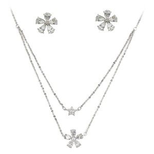 Duplexes mini flowers crystal silver set Duplexes mini flowers crystal silver set