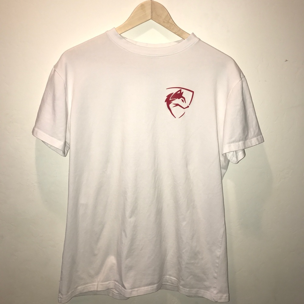 Alphalete White Red Badge Performance Shirt