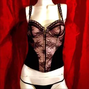 Black and pink zip up Bustier