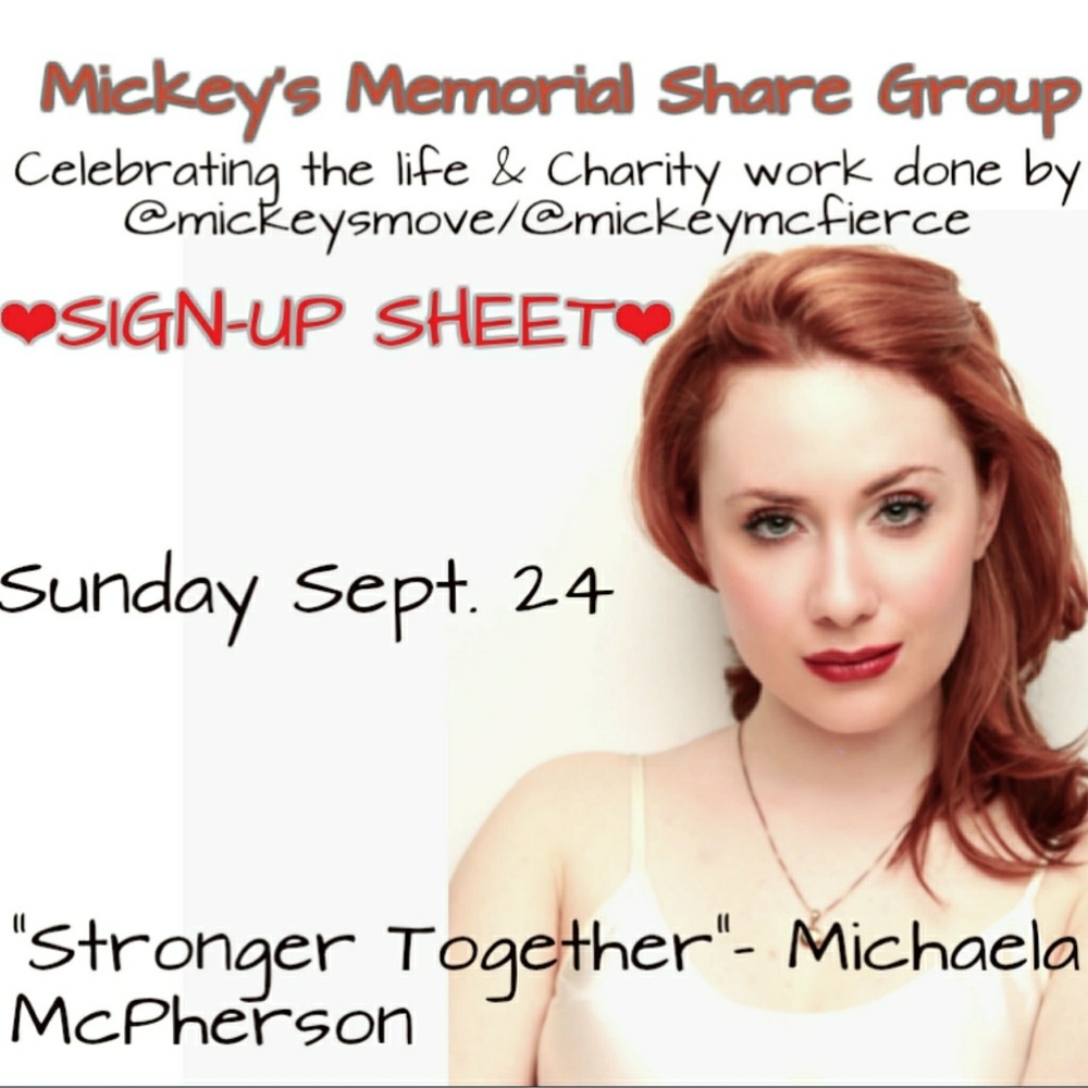 HAPPENING NOW! Mickey's Memorial Share Sign-Up