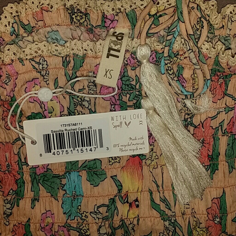 New spell designs sayulita ruched cami musk top XS - Picture 5 of 8