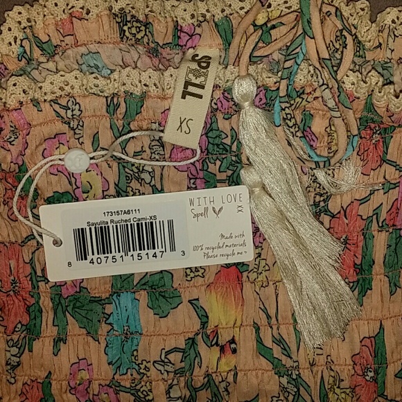 New spell designs sayulita ruched cami musk top XS - Picture 5 of 8