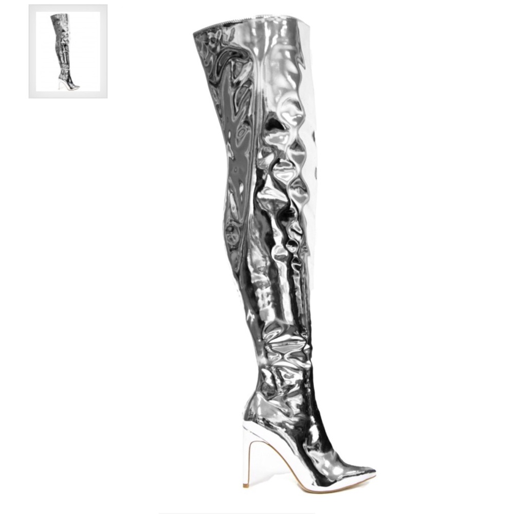 Thigh Hi Metallic Boots