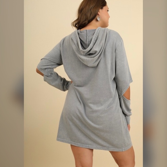 👌👌PLUS👌👌Washed Hooded Pocket Dress - Picture 2 of 4