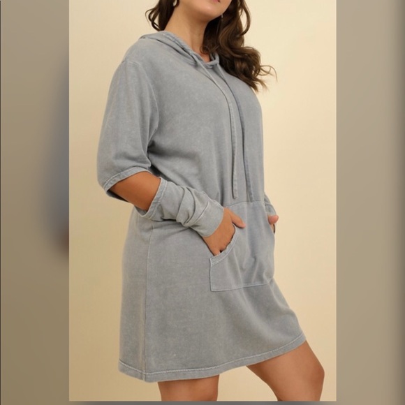 👌👌PLUS👌👌Washed Hooded Pocket Dress - Picture 4 of 4