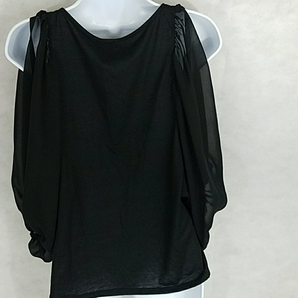 Cold shoulder sheer sleeved blouse by Xhilaration - Picture 6 of 8
