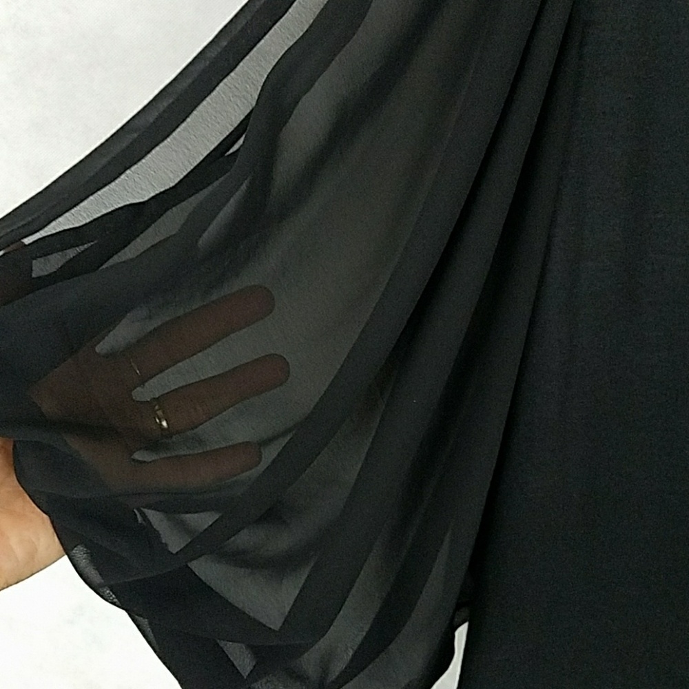 Cold shoulder sheer sleeved blouse by Xhilaration - Picture 7 of 8