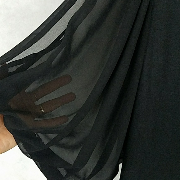 Cold shoulder sheer sleeved blouse by Xhilaration - Picture 7 of 8