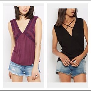 Rue 21 Black Strap Tank and Maroon chevron tank