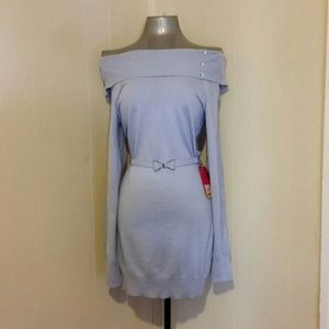 Lavender Off The Shoulder Belted Dress with Bow