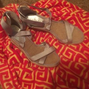 Ralph Lauren silver metallic wedges Ralph Lauren silver metallic wedges