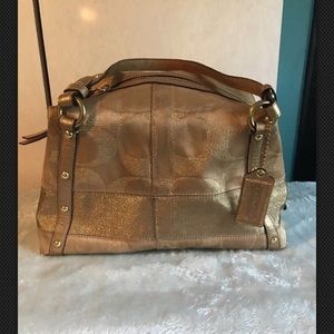 COACH GOLD LUREX SATCHEL HANDBAG COACH GOLD LUREX SATCHEL HANDBAG