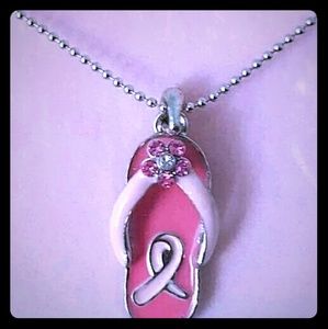 Pink Ribbon Flip Flop Necklace Pink Ribbon Flip Flop Necklace