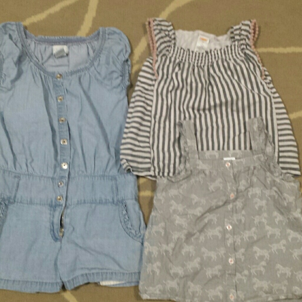 Bundle. One denim romper and two gymboree tops