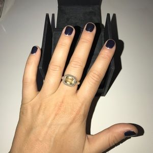 David Yurman Pave Diamond Ring With Citrine Center