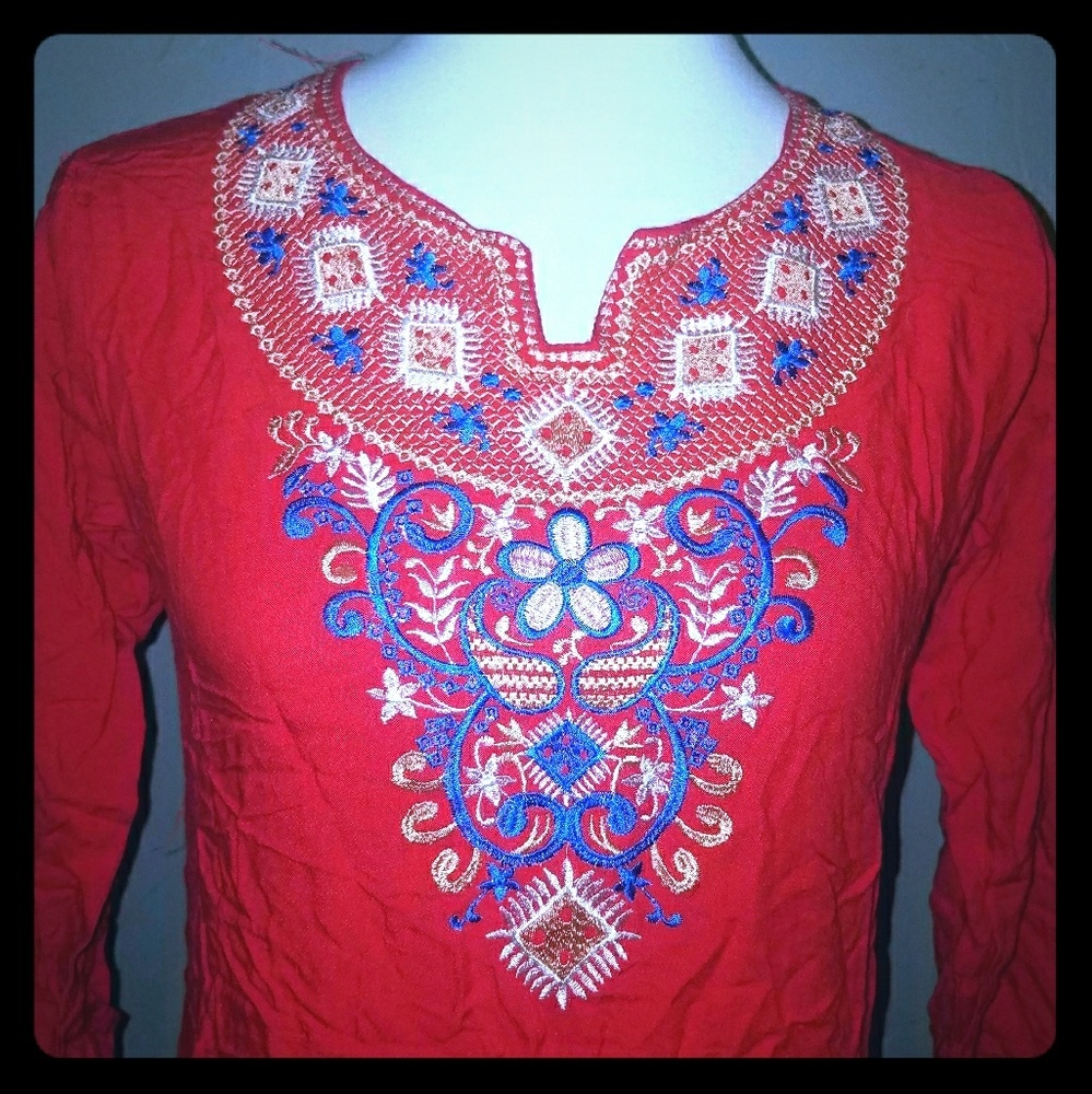 Red Embroidered Tunic
